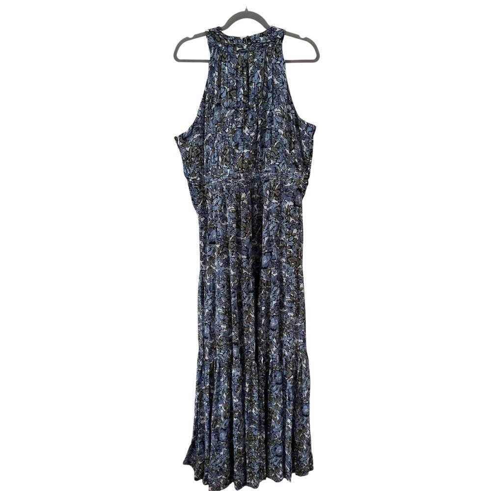 Veronica Beard Florencia Floral Print Silk Chiffon Maxi Dress Blue Size 12 - Picture 7 of 10